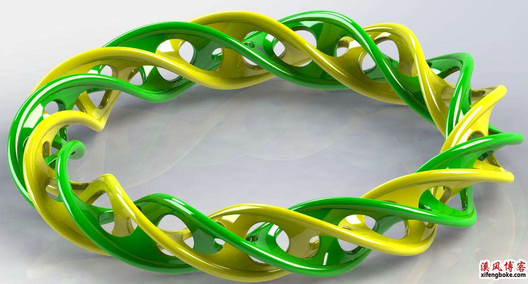 SolidWorks经典建模之环扣手镯的绘制，面部曲线、曲线驱动阵列与移动复制命令的结合