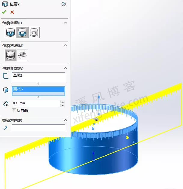 SolidWorks经典建模练习之圆柱形刻度盘的绘制，包覆数字阵列递增等命令综合练习  SolidWorks练习题 SolidWorks练习 第16张