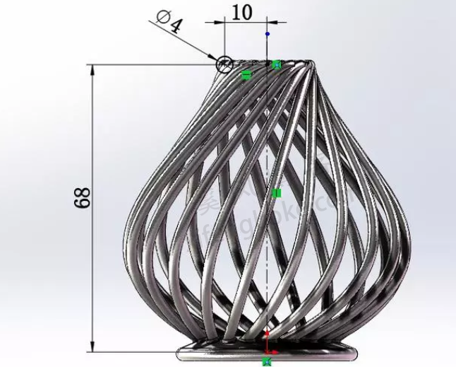 SolidWorks练习题之创意花瓶的绘制，了解投影曲线命令的使用  SolidWorks练习题 SolidWorks练习 第16张