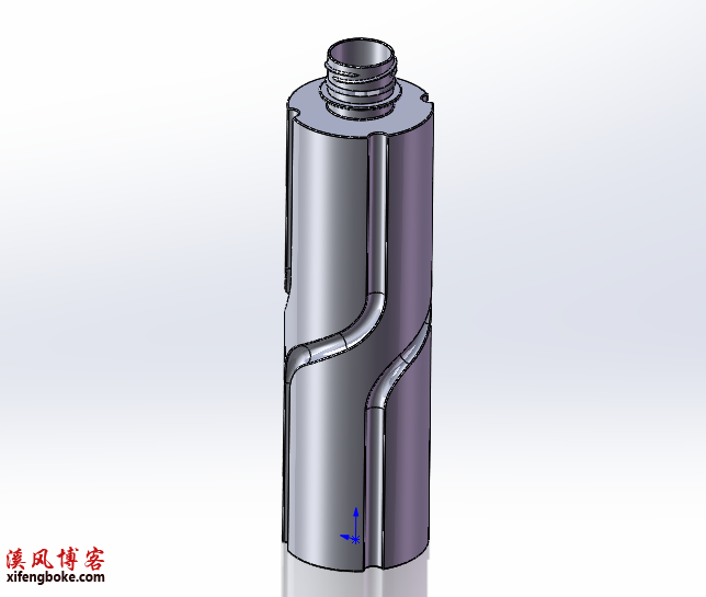 SolidWorks练习题之矿泉水瓶的绘制，难度不大主要是顶部螺纹的处理