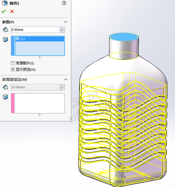 SolidWorks练习题之波浪纹瓶子的建模，常规命令巩固练习  SolidWorks练习题 SolidWorks练习 第24张