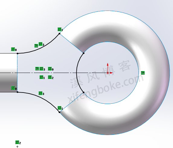 SolidWorks曲面练习题之吊环的建模，边界曲面缝合曲面等常规操作  第9张