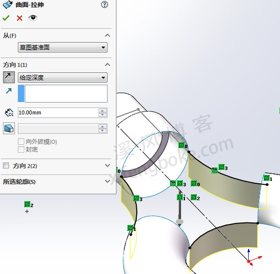 SolidWorks曲面练习题之吊环的建模，边界曲面缝合曲面等常规操作  第10张