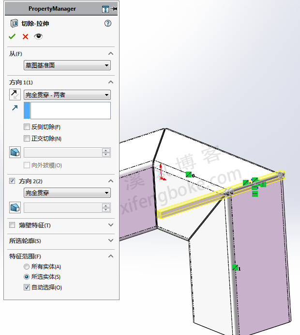 SolidWorks方管折弯在拓展，不同方向的方管下料折弯  第11张