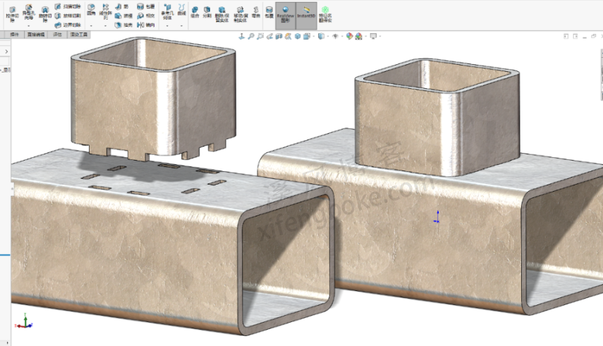 SolidWorks练习题之方管定位设计，薄片和槽口命令焊件也能使用  第1张