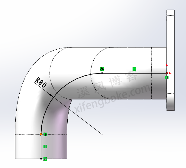 SolidWorks练习题之管道建模，投影曲线的使用  第12张