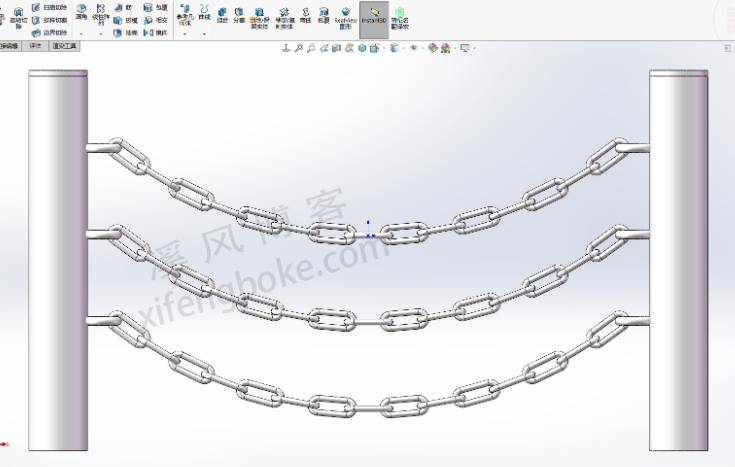 SolidWorks练习题之铁链防护栏建模，曲线驱动阵列的用法  第19张