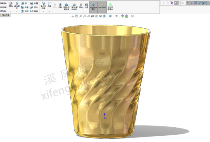 SolidWorks练习题之扭曲纹的杯子，投影曲线与扫描训练