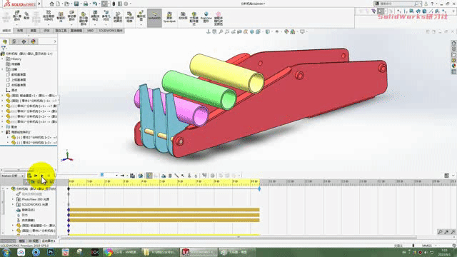 SolidWorks动画教程案例分享之圆管分料动画，重力自然滑落  第1张