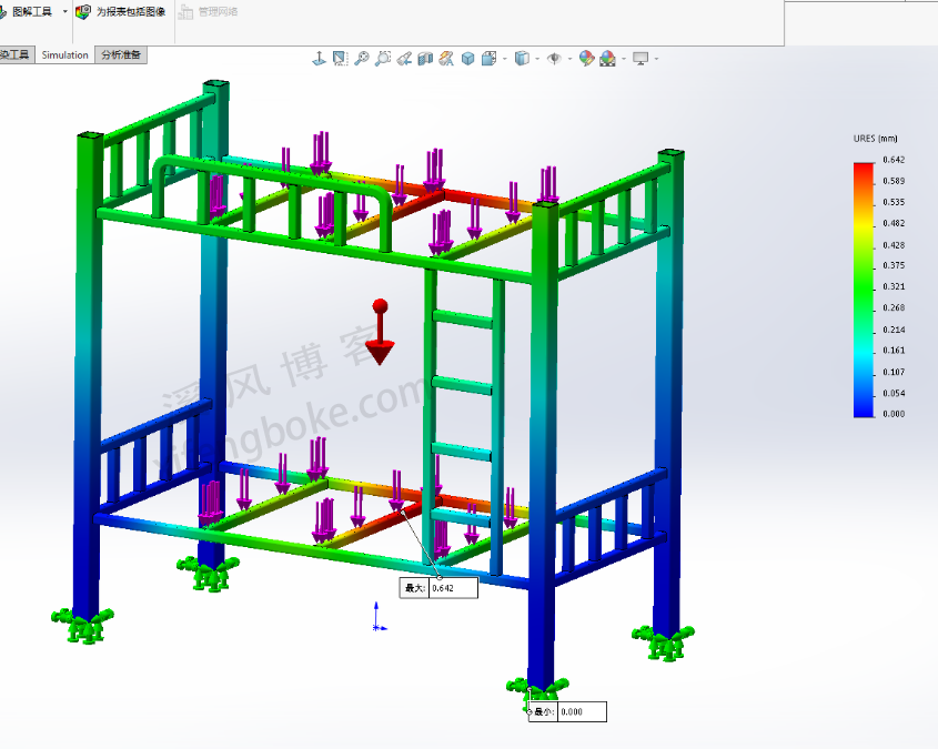 SolidWorks受力分析案例分享，simulation使用案例