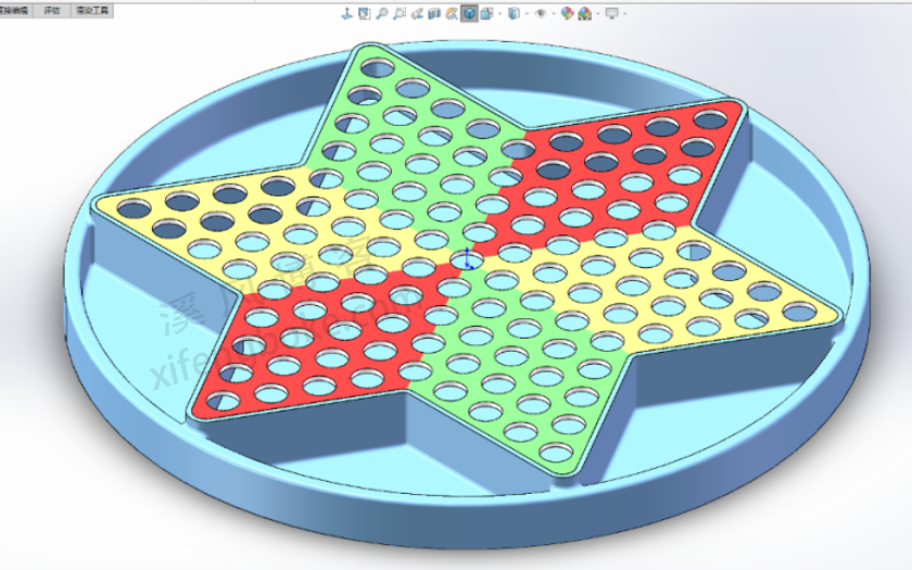 SolidWorks练习题之跳棋模型，填充阵列的使用  第1张