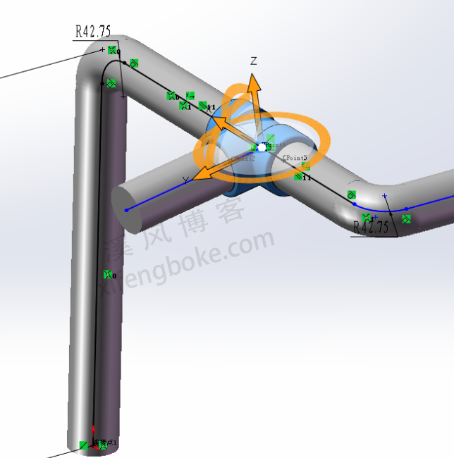 SolidWorks routing管道设计配件旋转方法  第9张